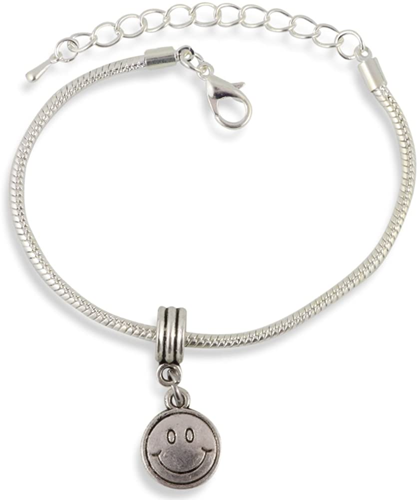 Emerald Park Jewelry Happy Face Snake Chain Charm Bracelet