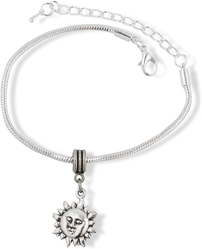 Emerald Park Jewelry Sun with Face on It Snake Chain Charm Bracelet