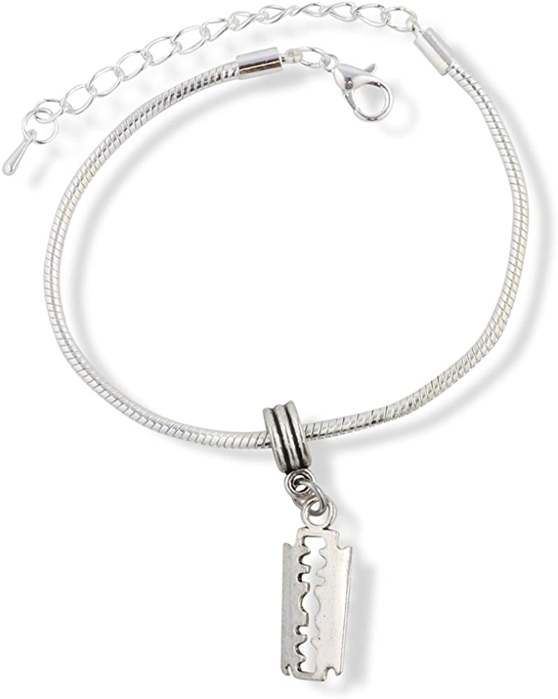 Emerald Park Jewelry Razor Bracelet | Razor Blade Stainless Steel Snake Chain Charm Bracelet