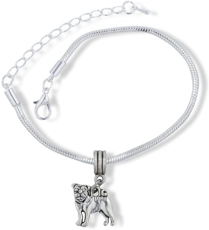 Emerald Park Jewelry Pug French Bulldog Dog Snake Chain Charm Bracelet