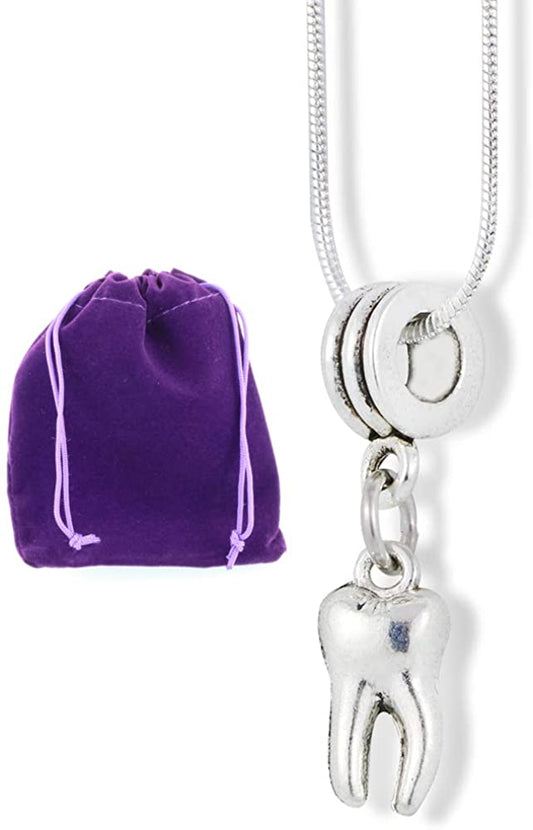Molar Tooth Charm Snake Chain Necklace
