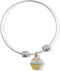 EPJ Cupcake White and Blue Icing on Yellow Bottom with Rhinestones Fancy Charm Bangle