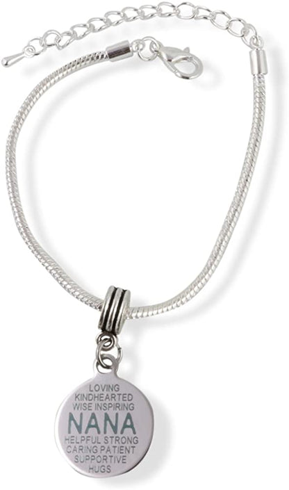 Nana Bracelet Gift Gifts For Grandma Grandmother Jewelry Jewlry Charm Accessories Stuff Gift for Men Women Decor Nanna Nano Nona