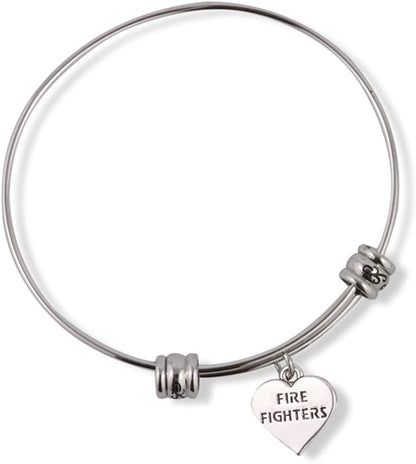 Fire Fighters on a Heart Fancy Bangle