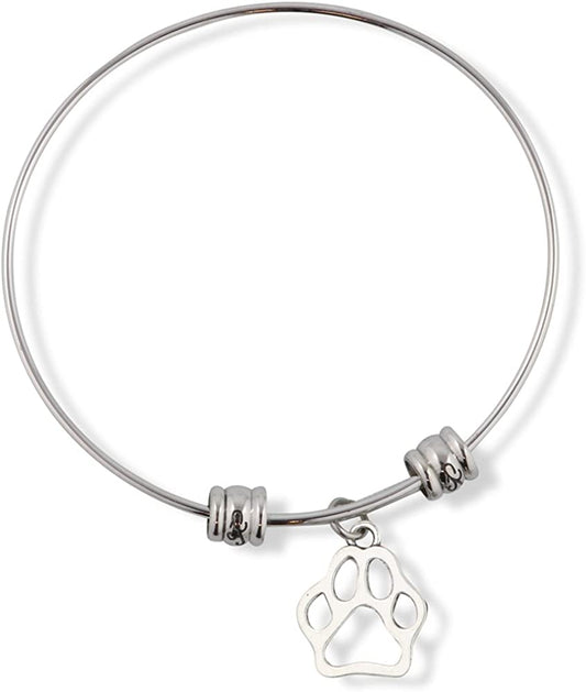 Emerald Park Jewelry Dog Paw Outline Fancy Charm Bangle