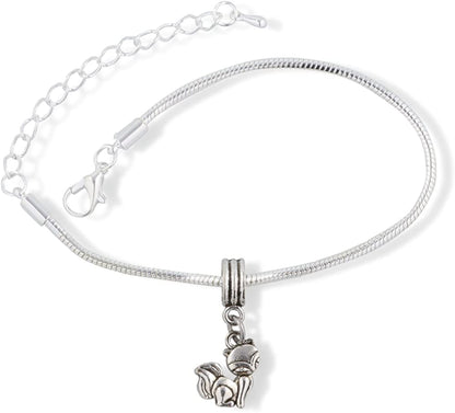 Cat with Squinty Eyes Snake Chain Charm Bracelet