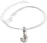 Cat with Squinty Eyes Snake Chain Charm Bracelet