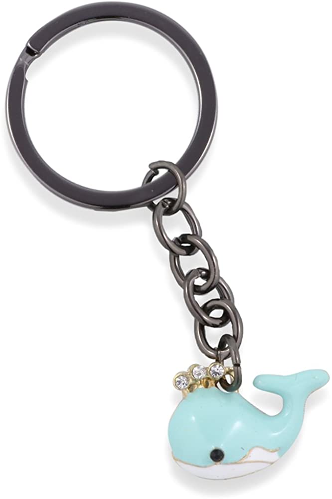 EPJ Whale with Three Rhinestones for Water Charm Keychain (Pink)