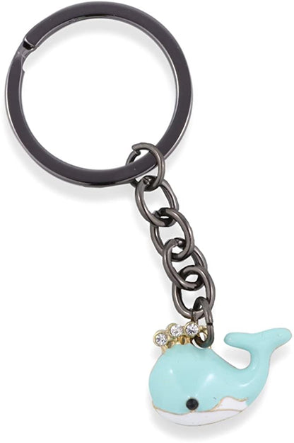 EPJ Whale with Three Rhinestones for Water Charm Keychain (Pink)