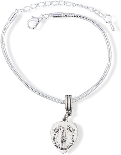 Emerald Park Jewelry Virgin Mary Pray for Us Snake Chain Charm Bracelet