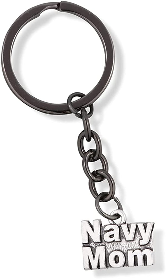 Emerald Park Jewelry Navy Mom Charm Keychain