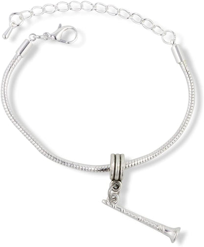 Clarinet Bracelet | Music Jewelry Charm Gift for Women Little Girls Men and Boys Silver Plated Snake Chain with Musical Instrument for Teachers and Students