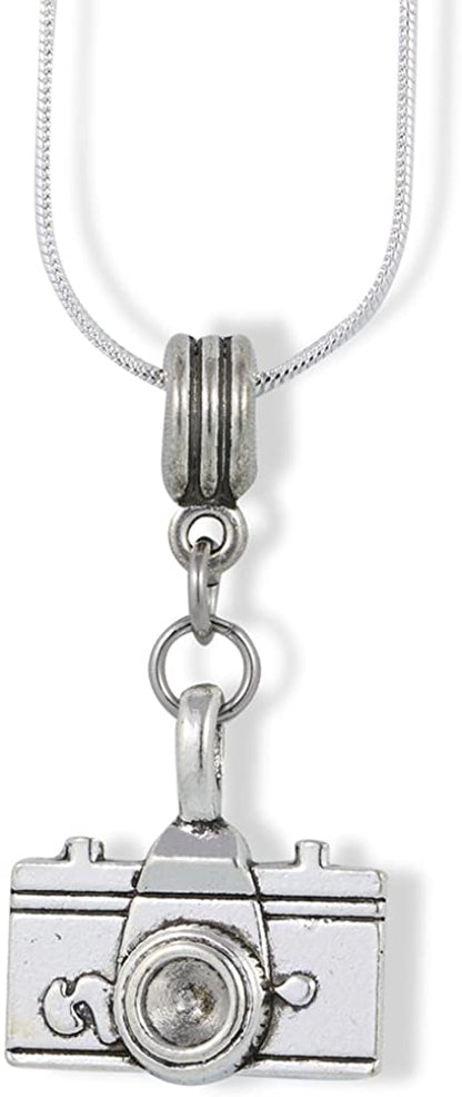 Camera Necklace | Photographer Gifts Camera (Large) Jewelry for Women Bracelet Silver Plated Chain Charm Novelty Photography Gifts Camera Gifts for Women Men Boys and Girls