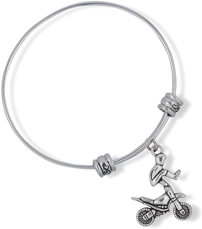 Motocross Stunt over Handle Bars Fancy Charm Bangle