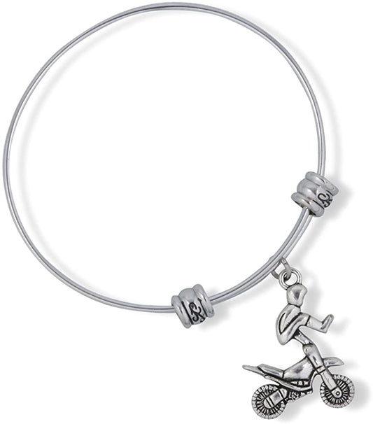 Motocross Stunt over Handle Bars Fancy Charm Bangle