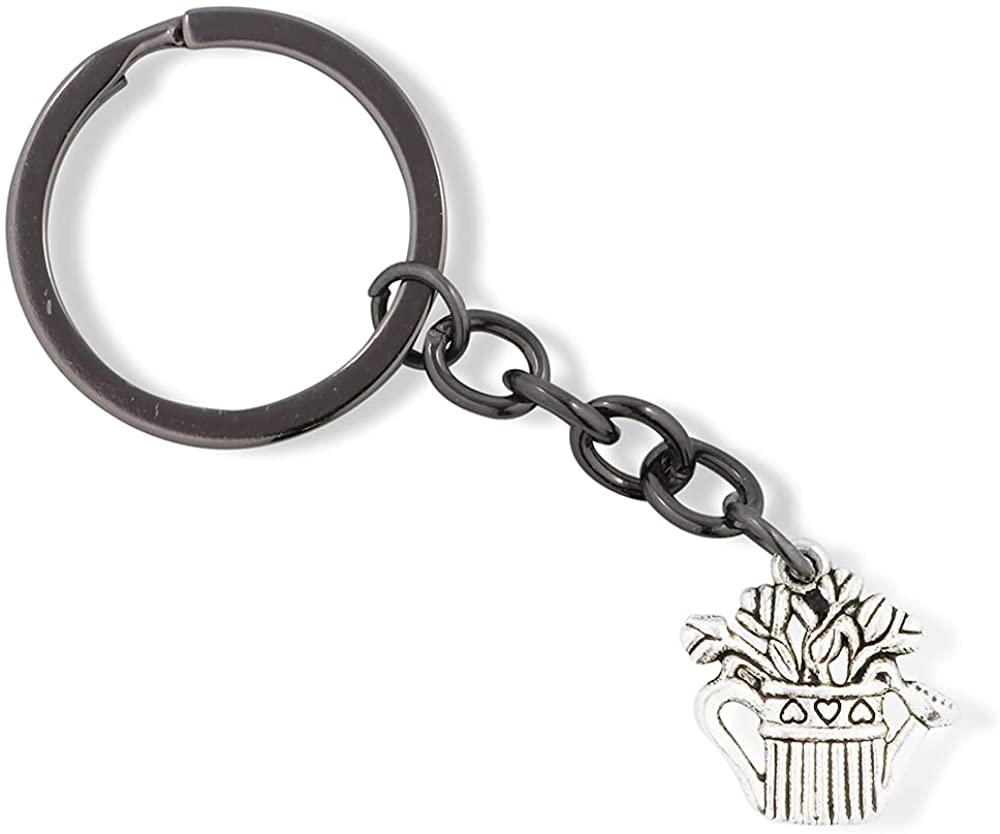 Emerald Park Jewelry Watering Can with Flowers in it Charm Keychain