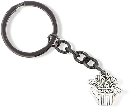 Emerald Park Jewelry Watering Can with Flowers in it Charm Keychain