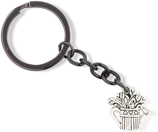 Emerald Park Jewelry Watering Can with Flowers in it Charm Keychain