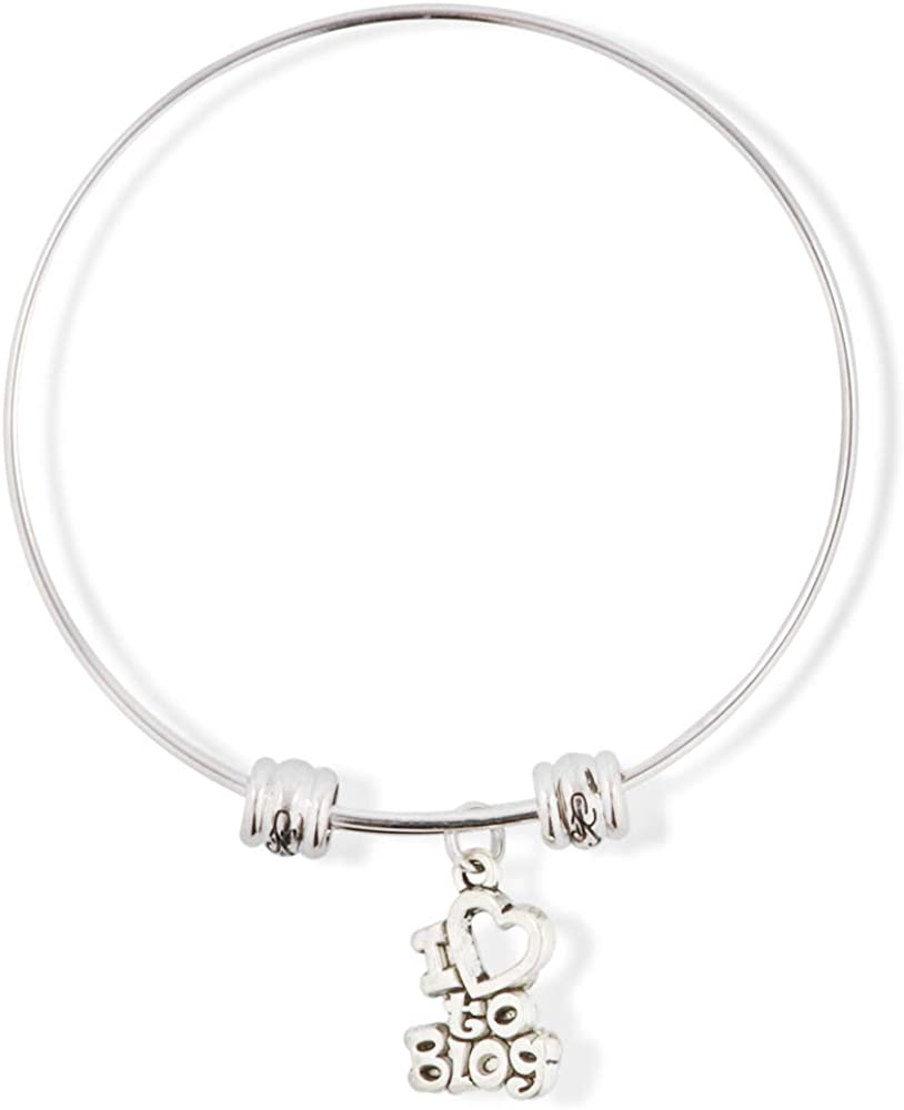 I Love to Blog Text Fancy Charm Bangle