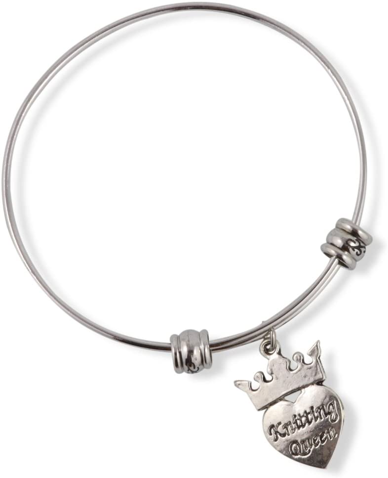 Emerald Park Jewelry Knitting Queen with Crown Fancy Bangle