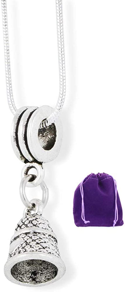 Thimble Sewing Charm Snake Chain Necklace