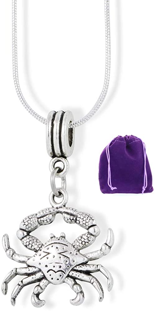 Zodiac Gifts Crab Necklace | Crab Gifts for Cancer Zodiac Gifts For Women or Contelation Jewelry showing Cancer Constellation Necklace for Women or Men that enjoy Horoscope Pendants with Cancer Charm