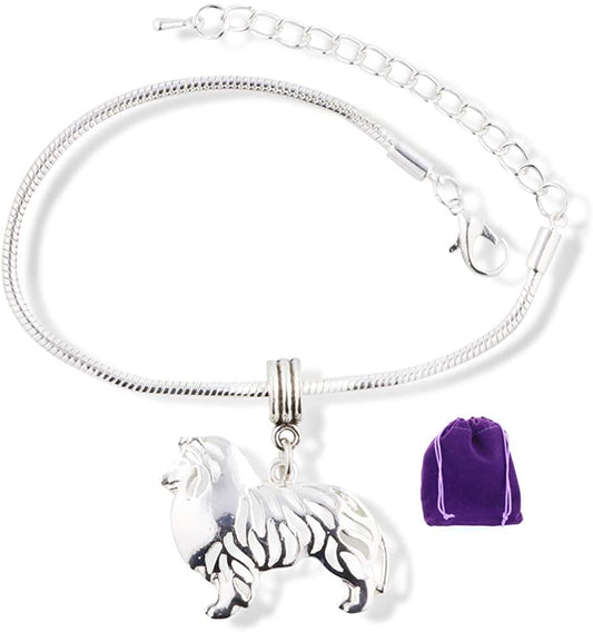 Collie Dog Snake Chain Charm Bracelet