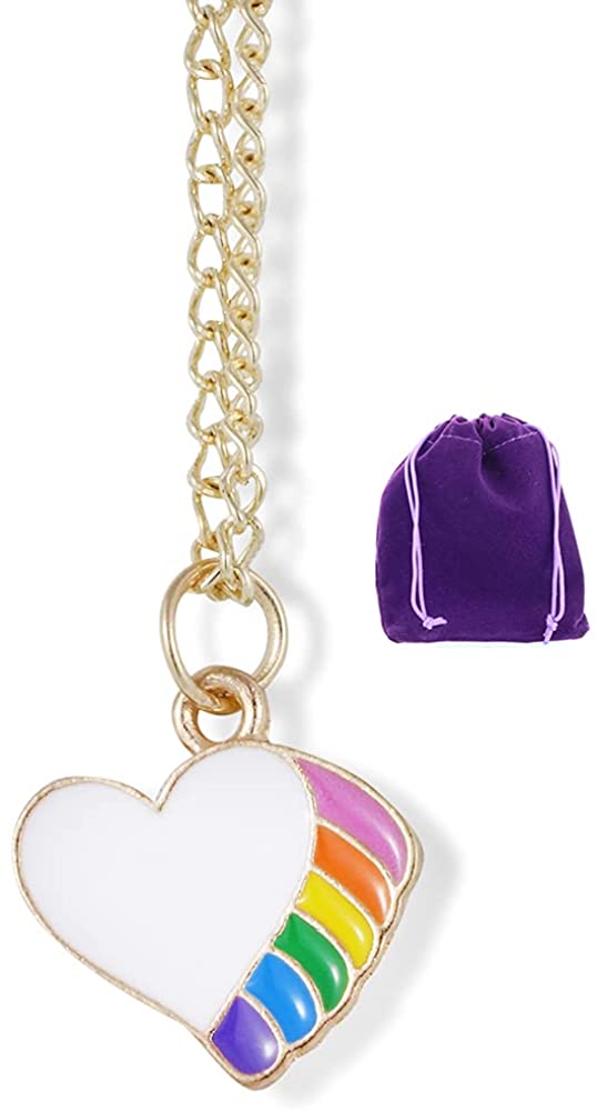 Heart with Side Rainbow Charm Chain Necklace
