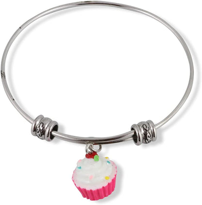 Cupcake (White and Pink Enamel) Fancy Bangle