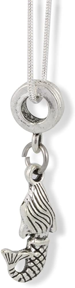 Mermaid with long hair to the waist and face showing Charm Snake Chain Necklace