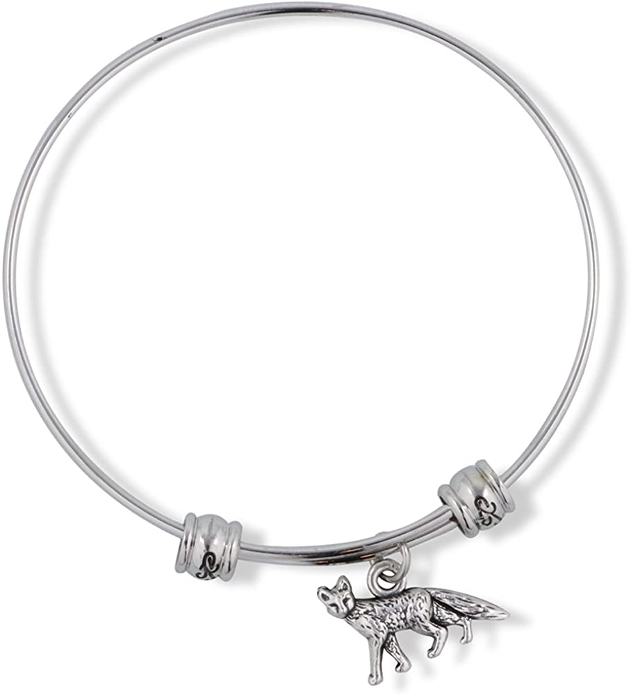 Emerald Park Jewelry Fox Small One Sided Fancy Charm Bangle
