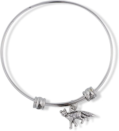 Emerald Park Jewelry Fox Small One Sided Fancy Charm Bangle
