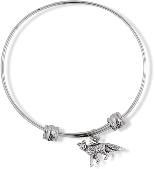 Emerald Park Jewelry Fox Small One Sided Fancy Charm Bangle