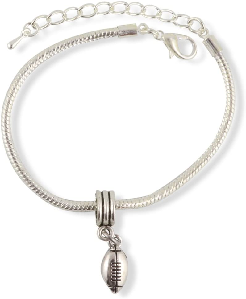 Emerald Park Jewelry Football Snake Chain Charm Bracelet