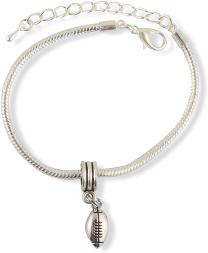 Emerald Park Jewelry Football Snake Chain Charm Bracelet