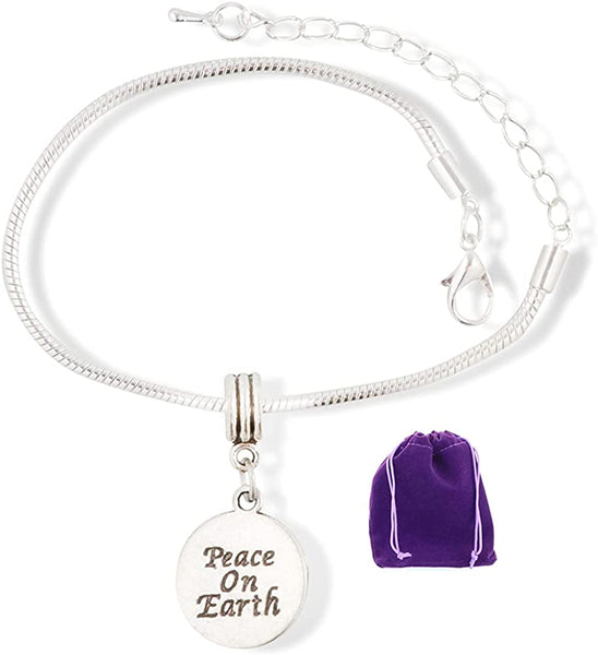 Peace on Earth on Round Charm Bracelet
