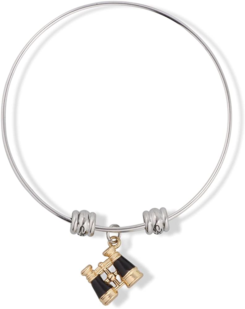 EPJ Binoculars Black and Gold Fancy Charm Bangle