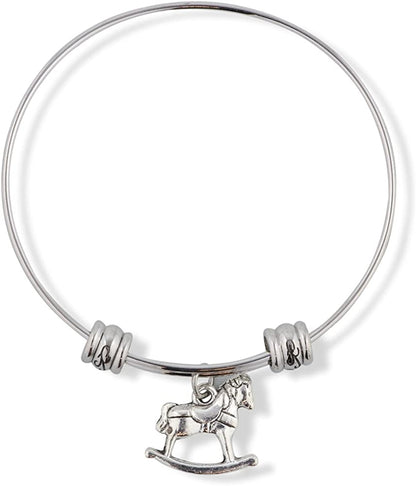 Emerald Park Jewelry Rocking Horse Realistic Fancy Charm Bangle