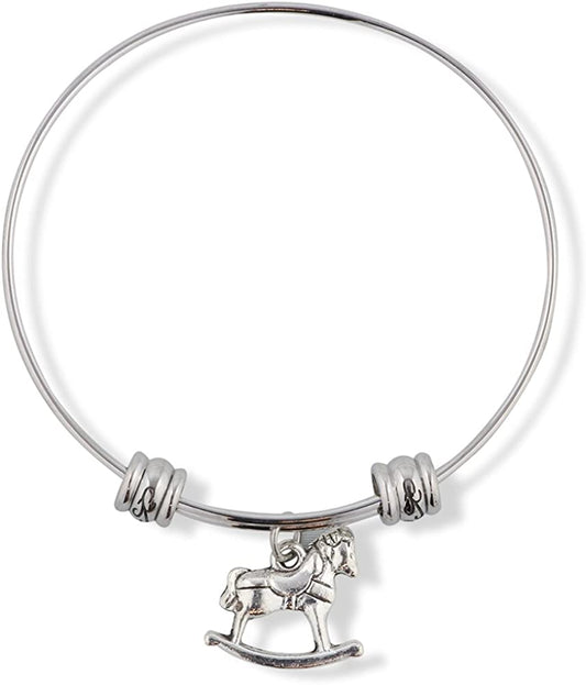 Emerald Park Jewelry Rocking Horse Realistic Fancy Charm Bangle