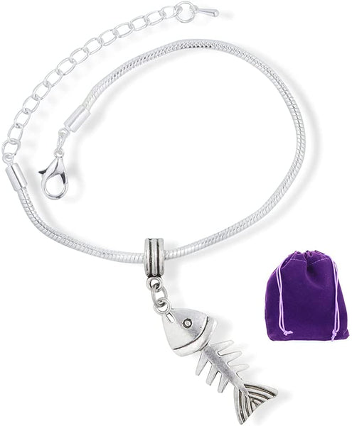 Emerald Park Jewelry Fish Bones Bracelet | Skeleton Stainless Steel Snake Chain Charm Bracelet