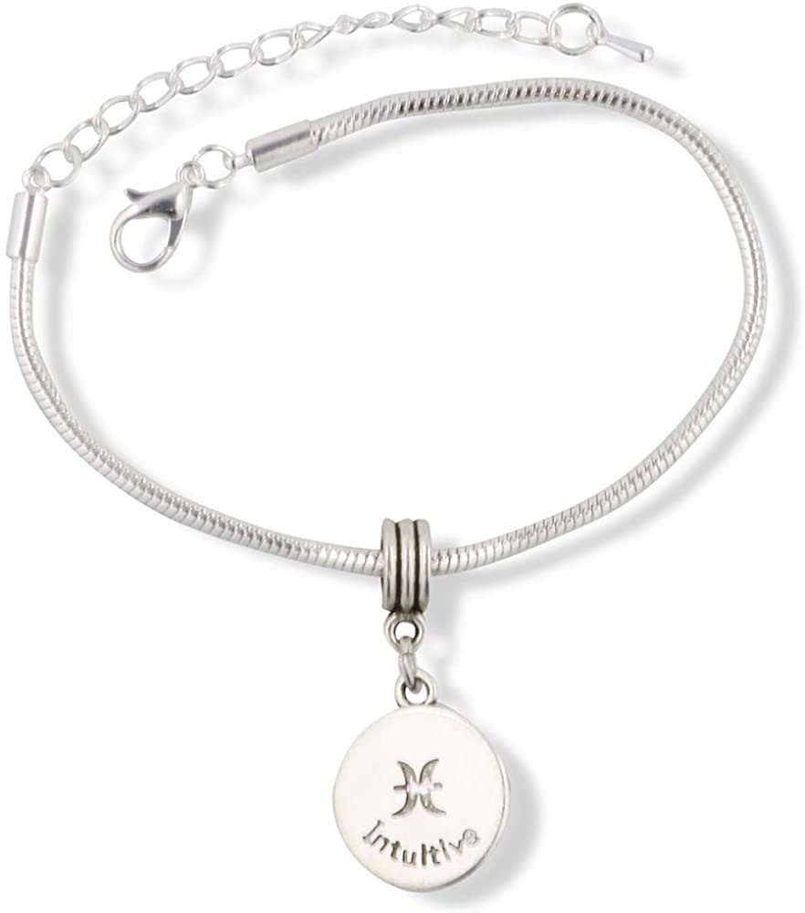 Pisces Gifts for Women | Hypoallergenic Stainless Steel Snake Chain Charm Bracelet Pisces Bracelet and Zodiac Bracelet A Perfect Pisces Gift or Pisces Jewelry for Women and Men