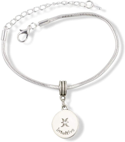 Pisces Gifts for Women | Hypoallergenic Stainless Steel Snake Chain Charm Bracelet Pisces Bracelet and Zodiac Bracelet A Perfect Pisces Gift or Pisces Jewelry for Women and Men