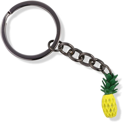 Pineapple Yellow Green Stem Charm Keychain