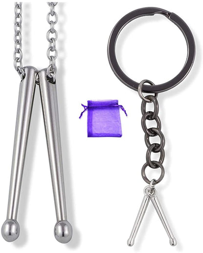 Drummer Necklace and Keychain | 100% Stainless Steel Drummer Gifts for Men a Great Drumline Necklace and Drum Major Charm makes Great Drummer Jewelry for Men and Women or Percussion Necklace for Men