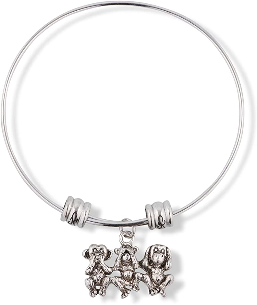 Emerald Park Jewelry Speak no Evil See no Evil Hear no Evil Fancy Charm Bangle