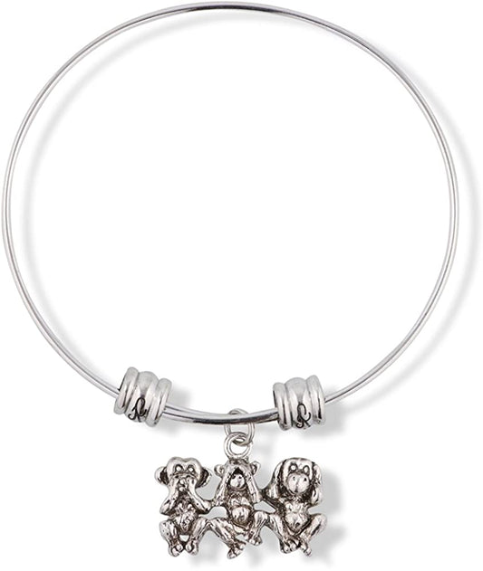 Emerald Park Jewelry Speak no Evil See no Evil Hear no Evil Fancy Charm Bangle
