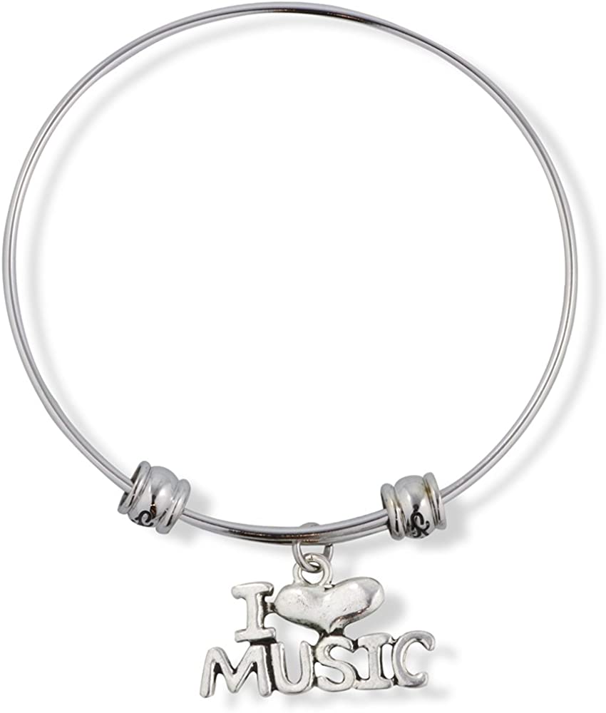 I Love Heart Music Fancy Charm Bangle