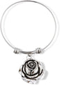 Rose Flower Large Fancy Charm Bangle