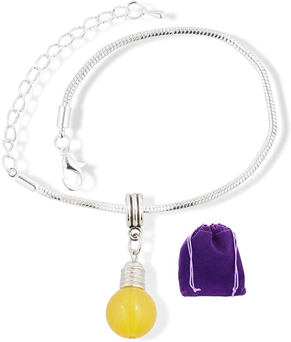 Light Bulb Yellow Snake Chain Charm Bracelet