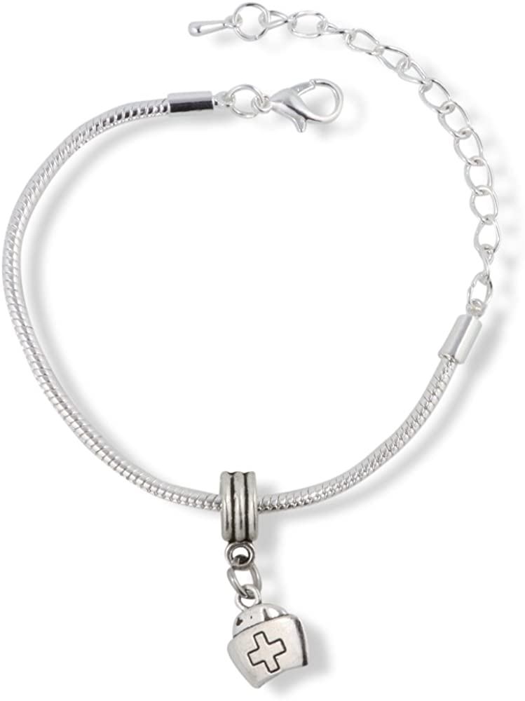 Emerald Park Jewelry Nurse Hat with Cross on it Snake Chain Charm Bracelet